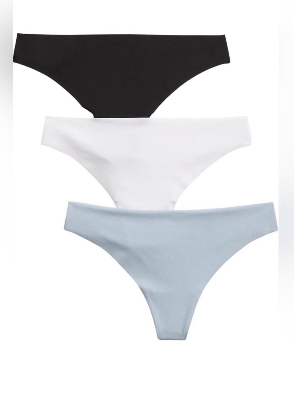 NWT GAP 3-Pack No Show Thong Panties XL Blue Black White Seamless Underwear